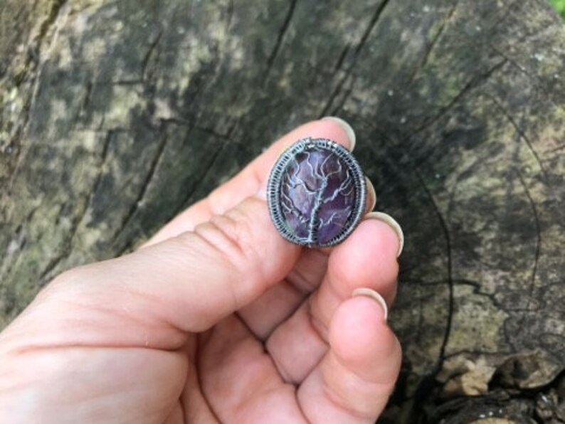 Amethyst Tree ring~tree of life jewelry for wife~Birthstone ring~wire wrapped rings~Mother in law jewelry gifts~women birthday presents