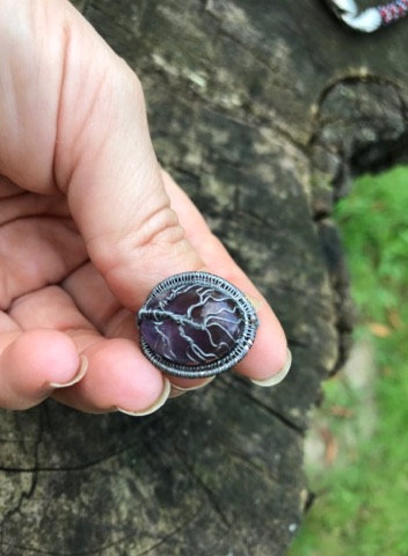 Amethyst Tree ring~tree of life jewelry for wife~Birthstone ring~wire wrapped rings~Mother in law jewelry gifts~women birthday presents