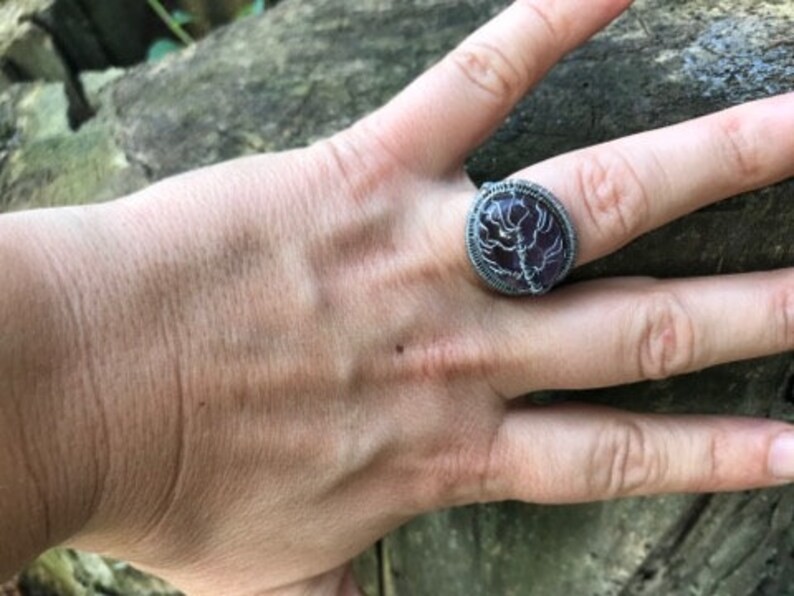 Amethyst Tree ring~tree of life jewelry for wife~Birthstone ring~wire wrapped rings~Mother in law jewelry gifts~women birthday presents
