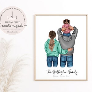 Custom Family Portrait, Personalized Family Print, New Home Gift, Portrait Illustration, Custom Digital Illustration, Gift for Mom and Dad