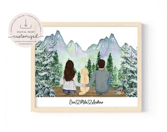 Personalized Couple Dog Print, Dog Mom and Dad Print, Dog Family Print, Pet Print, Dog Fur Family, Dog Gifts, Printable File or Poster