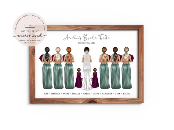 Bachelorette Party Gifts For Bride | Bridesmaid Gifts | Bridesmaid Print | Bridal Party Gifts | Bride Tribe Print | Custom Bridesmaid Gift