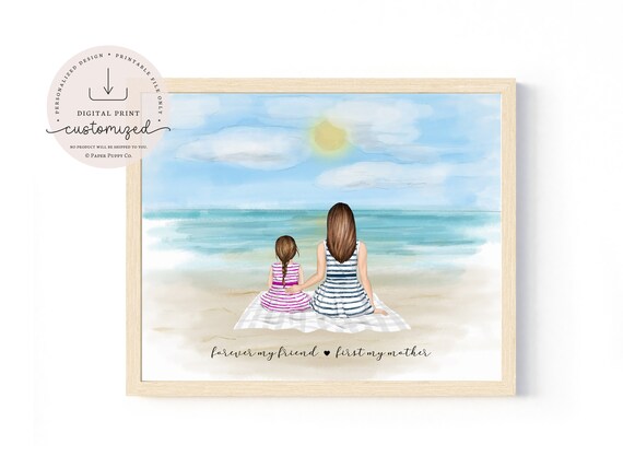 Mom and Daughter Personalized Wall Art, Custom Motherhood Print, Woman with Toddler, Mother's Day Gift Idea, Birthday Gift for Her, DIGITAL