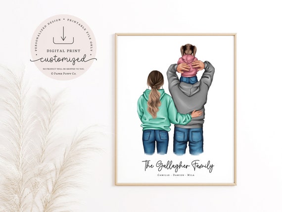 Custom Family Portrait, Personalized Family Print, New Home Gift, Portrait Illustration, Custom Digital Illustration, Gift for Mom and Dad