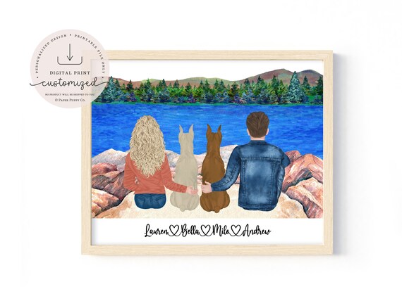 Personalized Couple Dog Print, Dog Mom and Dad Print, Dog Family Print, Pet Print, Dog Fur Family, Dog Gifts, Printable File or Poster