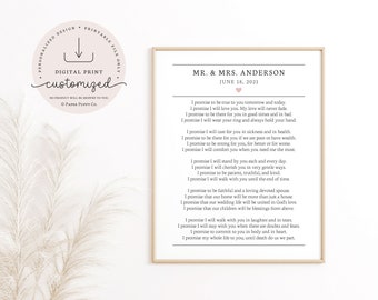 Custom Wedding Quote Print | Wedding Vows | Master Bedroom Above Bed Signs, Mr. and Mrs. Prints | Digital Print | Custom Wedding Gift