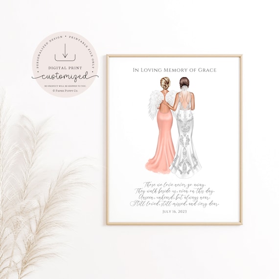 Wedding Memory Table Print, Family Memorial Print, Personalized Memorial Print, Wedding Remembrance Gift, Bereavement Gift, Bride Memorial