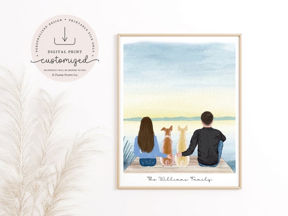Personalized Couple Dog Print, Dog Mom and Dad Print, Dog Family Print, Pet Print, Dog Fur Family, Dog Gifts, Printable File or Poster