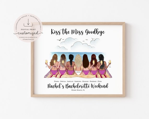 Bachelorette Party Gifts For Bride | Beach Bachelorette | Bridesmaid Print | Bridal Party Gifts | Bride Tribe Print | Custom Bridesmaid Gift