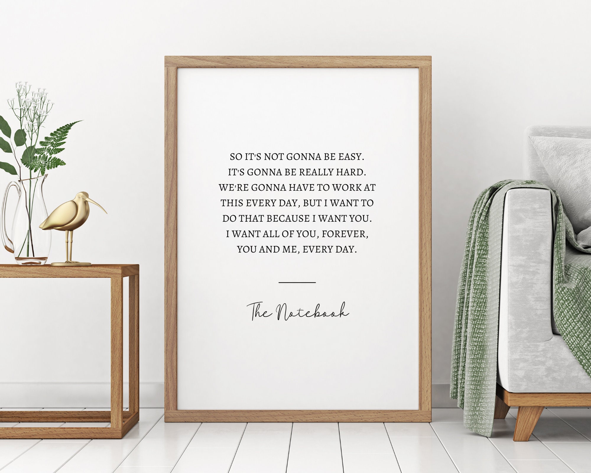 The Notebook it's Not Gonna Be Easy Quote | Etsy
