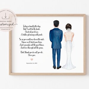 Father of the Bride Poem Print, Wedding Drawing, Personalized Custom Mother of the Bride Gift, Wedding Thank You, Custom Portrait