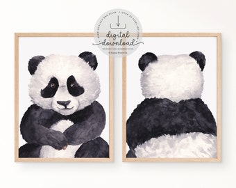 Panda Nursery Prints | Nursery Animals Art | Baby Name Print | So Little So Loved Print | Panda Nursery Wall Art | Baby Decor | Set of 2