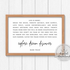 Mark Twain Inspirational Quote Print | Digital Download | Living Room Wall Art | Inspiration | Gift Idea | Home Decor Print | Home Decor