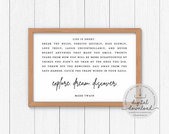 Mark Twain Inspirational Quote Print | Digital Download | Living Room Wall Art | Inspiration | Gift Idea | Home Decor Print | Home Decor