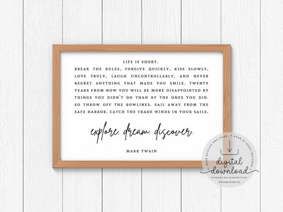 Mark Twain Inspirational Quote Print | Digital Download | Living Room Wall Art | Inspiration | Gift Idea | Home Decor Print | Home Decor