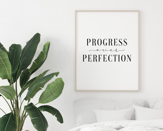 Progress Over Perfection Print | Inspirational Quote | Printable Wall Art | Motivational | Typography | Modern Decor | Digital Download