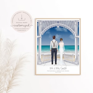 Custom Bride and Groom Gift | Wedding Day Illustration | Bridal Shower Present | Wedding Gift | Destination Wedding Gift | Mr. & Mrs.