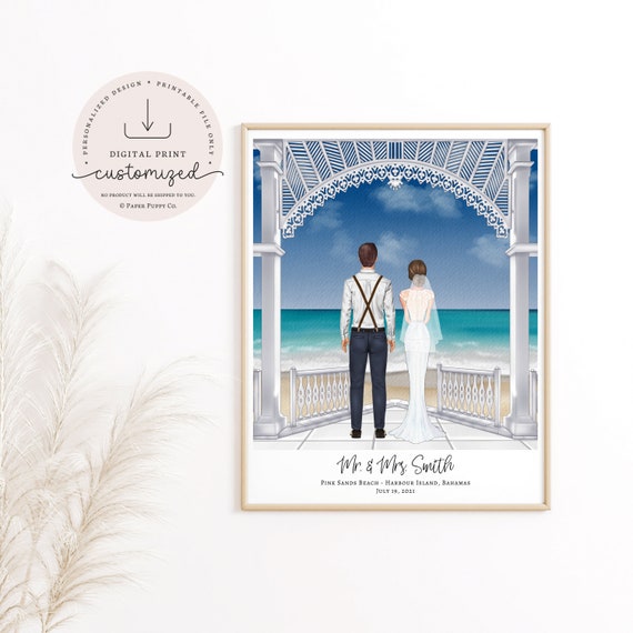 Custom Bride and Groom Gift | Wedding Day Illustration | Bridal Shower Present | Wedding Gift | Destination Wedding Gift | Mr. & Mrs.