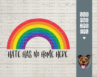 Hate Has No Home Here | svg | png | eps | jpg | Svg File for Cricut | Clipart | Gay Pride | I’m An Ally | Cricut Cut File | Digital Download