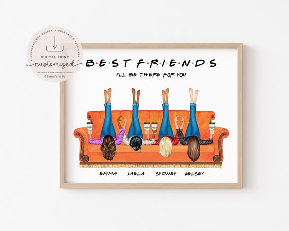 Personalized Best Friends Print | Custom Best Friends Portrait | Besties Personalized Gift | Birthday Gift Ideas | Gifts for Her | Digital