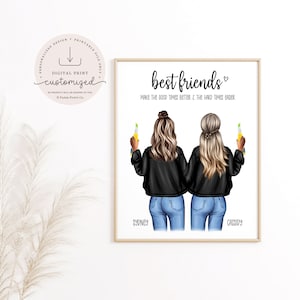 Personalized Best Friends Print | Custom Best Friends Portrait | Besties Personalized Gift | Birthday Gift Ideas | Gifts for Her | Digital