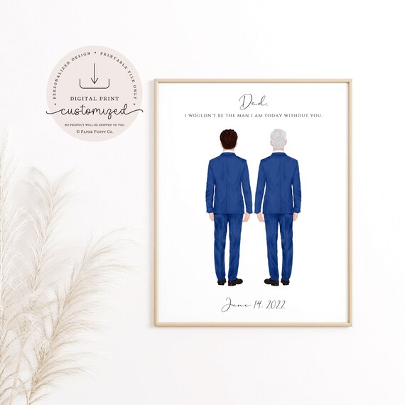 Custom Father Of the Groom Print, Family Wedding Print, Personalized Groom Dad Print, Wedding Favours, Custom Wedding illustration Gift