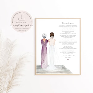 Next Day Mother of the Bride Poem Print, Wedding Drawing, Personalized Custom Mother of the Bride Gift, Wedding Thank You, Custom Portrait