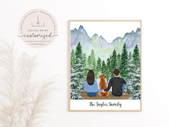 Personalized Couple Dog Print, Dog Mom and Dad Print, Dog Family Print, Pet Print, Dog Fur Family, Dog Gifts, Printable File or Poster