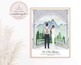 Custom Bride and Groom Gift | Wedding Day Illustration | Bridal Shower Present | Wedding Gift | Destination Wedding Gift | Mr. & Mrs.