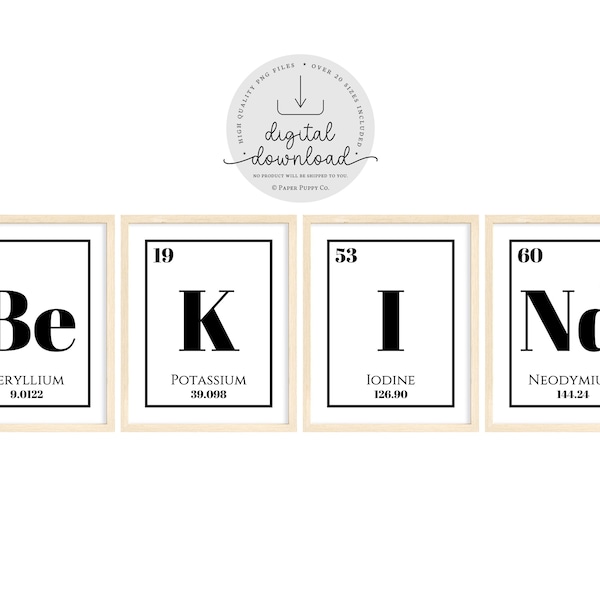 Be Kind Periodic Table Classroom Posters, Science Decor, Puns, Table of Elements, Printable Classroom Decor, High School, Science Lab