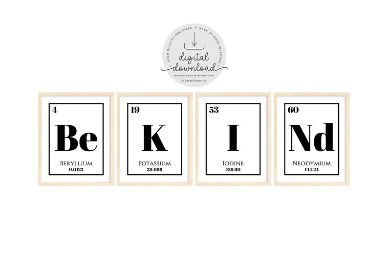 Be Kind Periodic Table Classroom Posters, Science Decor, Puns, Table of ...