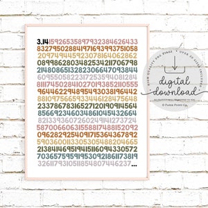 Pi Digits Math Classroom Print, Printable Fun Math Poster, Fun Math Classroom Decor for High School and Middle School Teachers, Mathematics