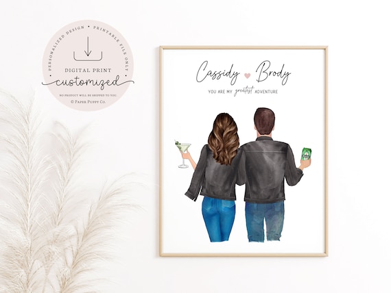 Personalized Couple Print, Anniversary Gift, Couples Gift, Gift for Her, Boyfriend Girlfriend Print, Gift for Him, Gift for Her
