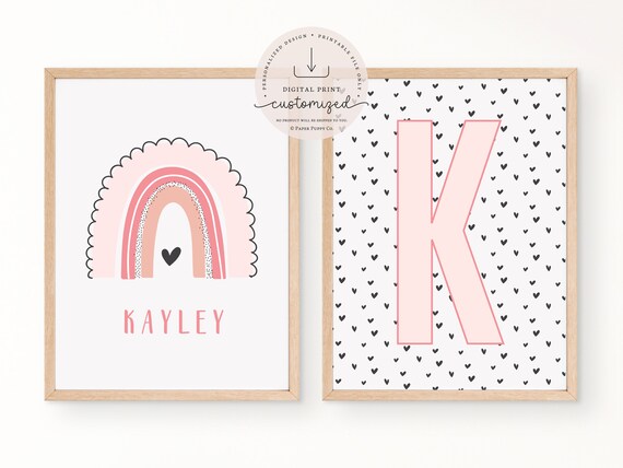 Custom Rainbow Name Set of 2 Prints | Nursery Prints | Personalized Wall Art | Kids Room Print | Nursery Decor | Kids Gift | Baby Gift