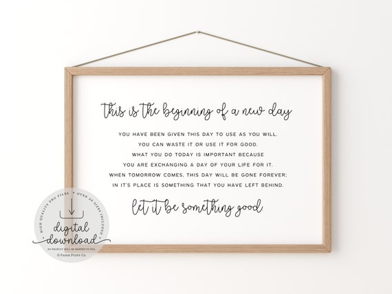 This Is The Beginning Of A New Day, Inspirational Quote, House Decor, Modern Wall Art, New Beginnings, Printable Art, Home Decor Sign Print