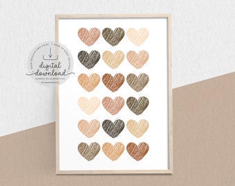 Equality Inclusion Hearts Print | Diversity Wall Art | Equality Hands Poster | All Are Welcome Here | We Are All Equal | Digital Download