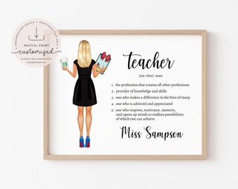 Personalized Teacher Print | Teacher Portrait | Teacher Appreciation | Classroom Decor | Teacher Gift | Digital Download