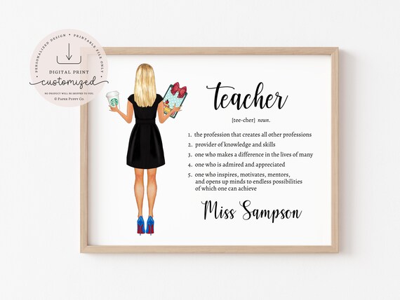 Personalized Teacher Print | Teacher Portrait | Teacher Appreciation | Classroom Decor | Teacher Gift | Digital Download