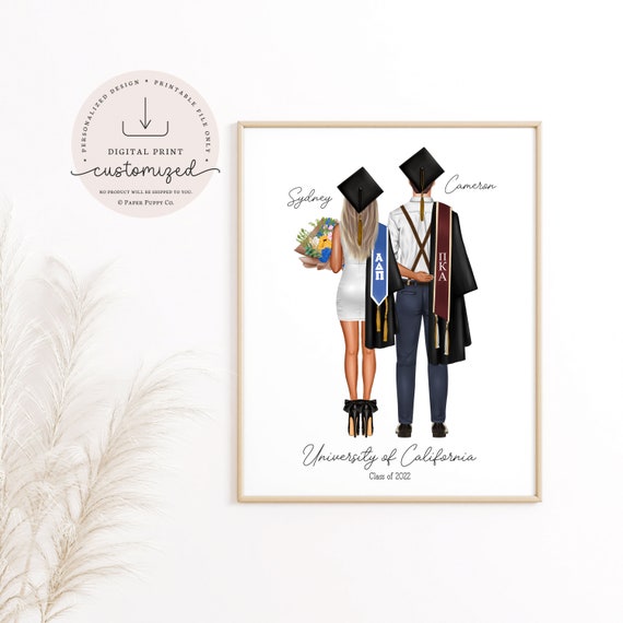 Personalized Graduation Print, Graduation Gift, Couple Boyfriend Girlfriend Graduation, College Graduate, Graduation Custom Grad, Digital