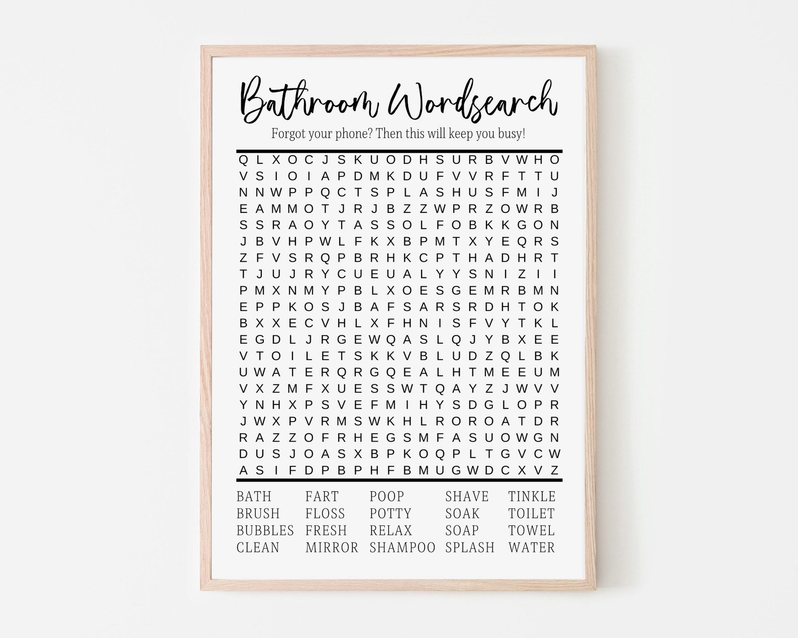 Funny Bathroom Print Bathroom Wordsearch Printable Wall - Etsy