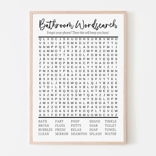 Funny Bathroom Print Bathroom Wordsearch Printable Wall - Etsy