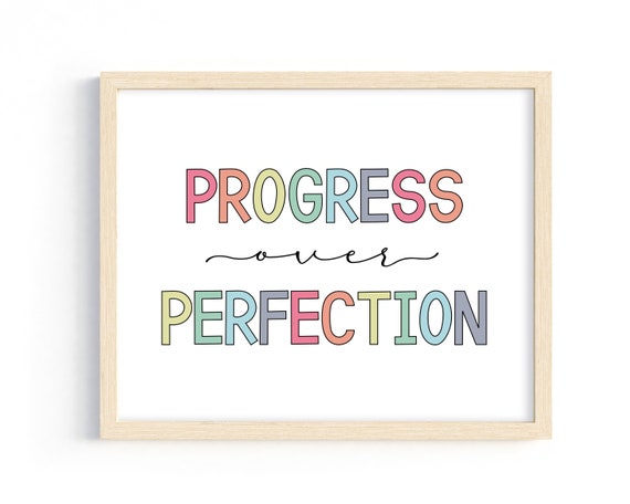 Progress Over Perfection | Classroom Decor, Motivational Wall Art, Digital Print, Be Kind, Playroom Decor, Child Art, Teacher Gift