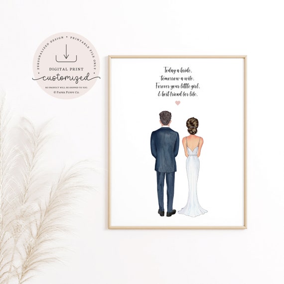 DIGITAL | Father And Daughter Bride Art | Gift for Dad | Wedding Gift | Custom Wedding Prints | Personalized Print | Digital Download