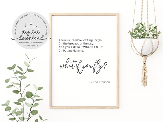 What if You Fly Quote Print | Erin Hanson Quote | Inspirational Quote | Bedroom Wall Art | Printable Quote Wall Art | Digital Download
