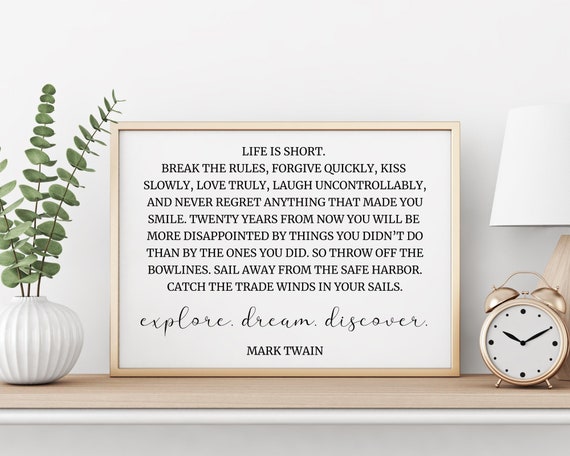 Mark Twain Inspirational Quote Print | Digital Download | Living Room Wall Art | Inspiration | Gift Idea | Home Decor Print | Home Decor