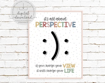 All About Perspective Poster, Guidance Counselor, Teacher, Classroom Decor, High School Classroom Poster, Psychologist, Therapist, Wall Art