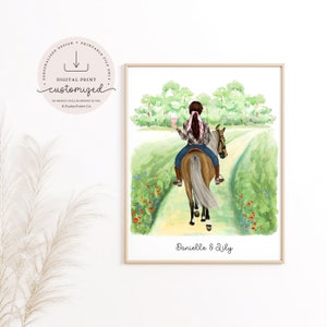 Personalized Horse and Owner Gift,Horse Riding,Horse Rider present,Horse Portrait,Birthday,Christmas Gift for Daughter,Friend,Granddaughter