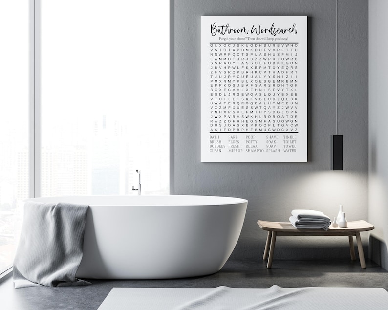Funny Bathroom Print Bathroom Wordsearch Printable Wall Etsy