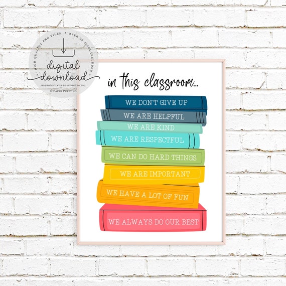 In This Classroom Poster, Classroom Rules, We are Kind, Teacher Print, Positive Classroom Art, Positive Classroom Decor, School, Wall Art