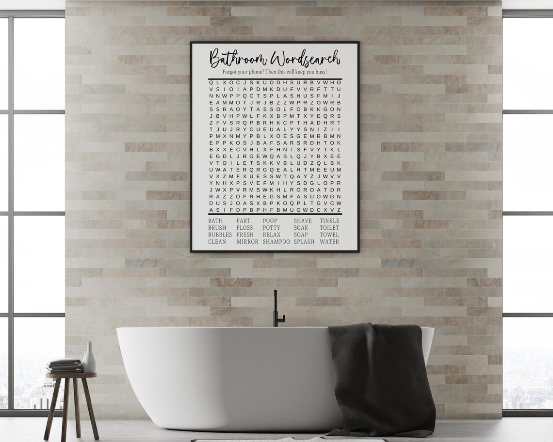 Funny Bathroom Print Bathroom Wordsearch Printable Wall - Etsy